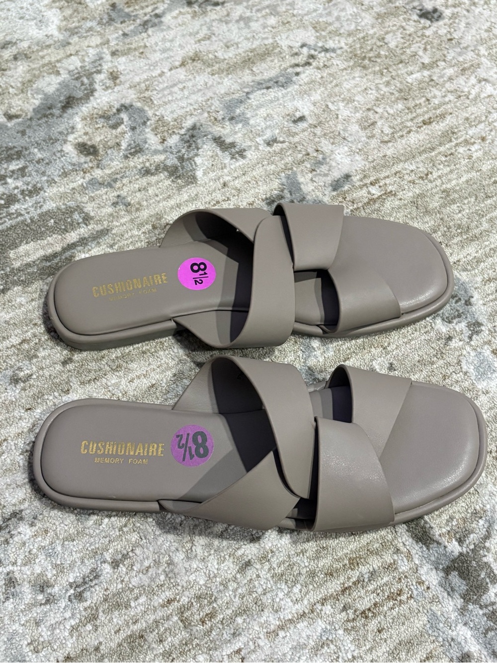 Cushionaire Taupe Cross‑Strap Slide Sandals - Women